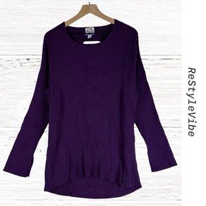 FUTURE COLLECTIVE Women’s Size 2X Sweater Back Open Details Long Sleeve Purple
